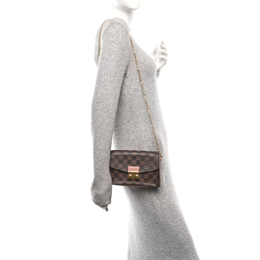 Damier Ebene Croisette Chain Wallet Magnolia