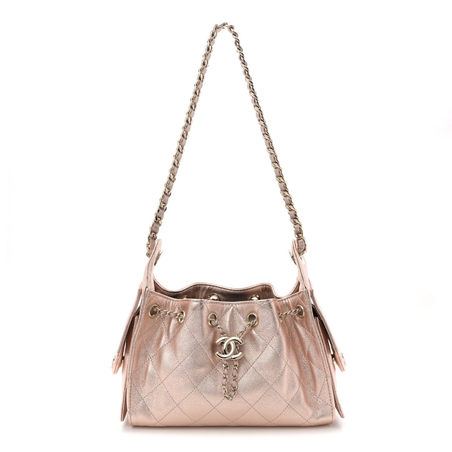 Metallic Caviar Quilted Mini Chanel 25 Handbag Copper