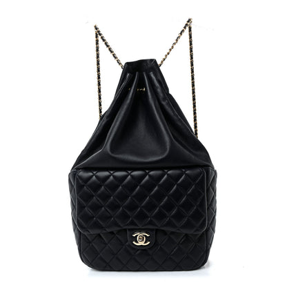 Lambskin Quilted Large In Seoul Backpack Navy