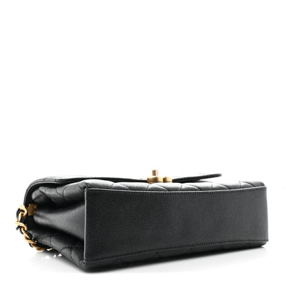 Caviar Quilted Medium Carry Me Top Handle Flap Black