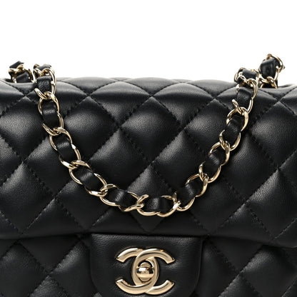 Lambskin Quilted Mini Square Flap Black