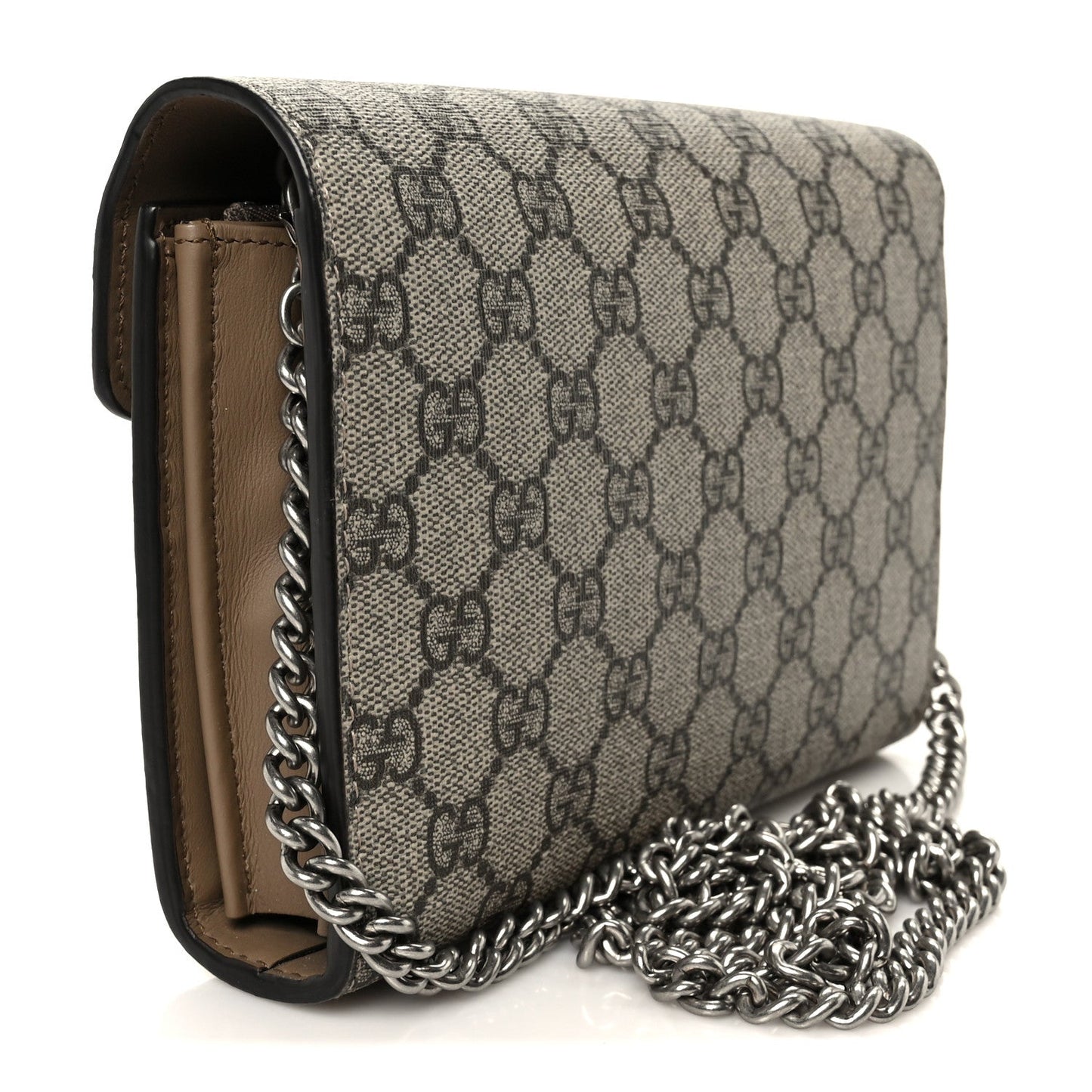 GG Supreme Monogram Mini Dionysus Chain Wallet Beige Taupe