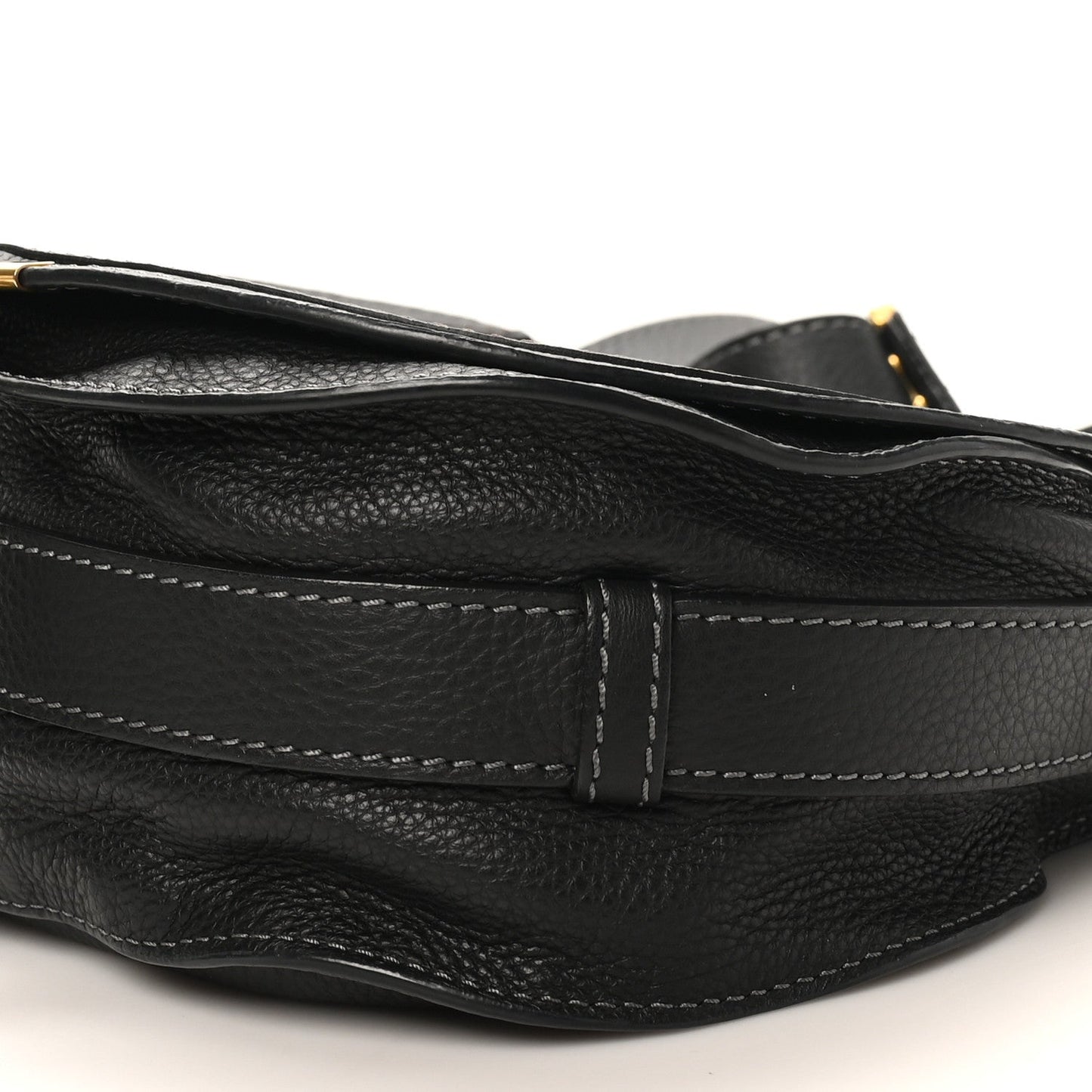 Grained Calfskin Medium Marcie Saddle Bag Black