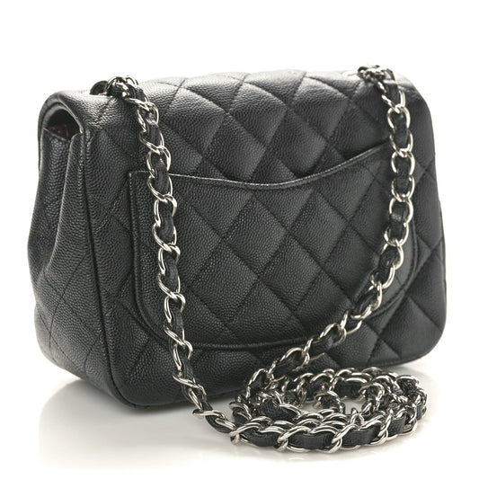 Caviar Quilted Mini Square Flap Black