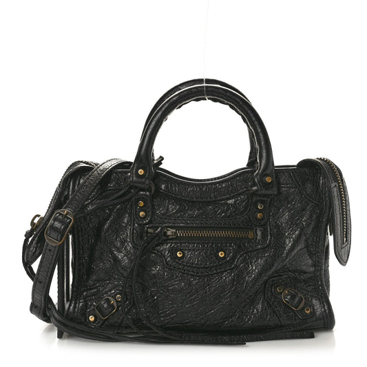 Agneau Classic Gold Hardware Nano City Black