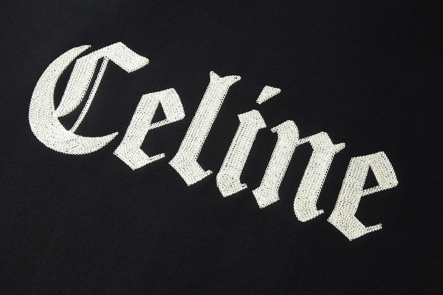 Celine Embroidered Hoodie Zip-up Jacket Black White Cotton