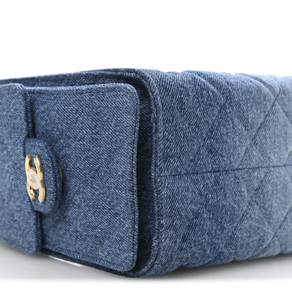 Washed Denim Quilted Mini Chanel 25 Handbag Blue