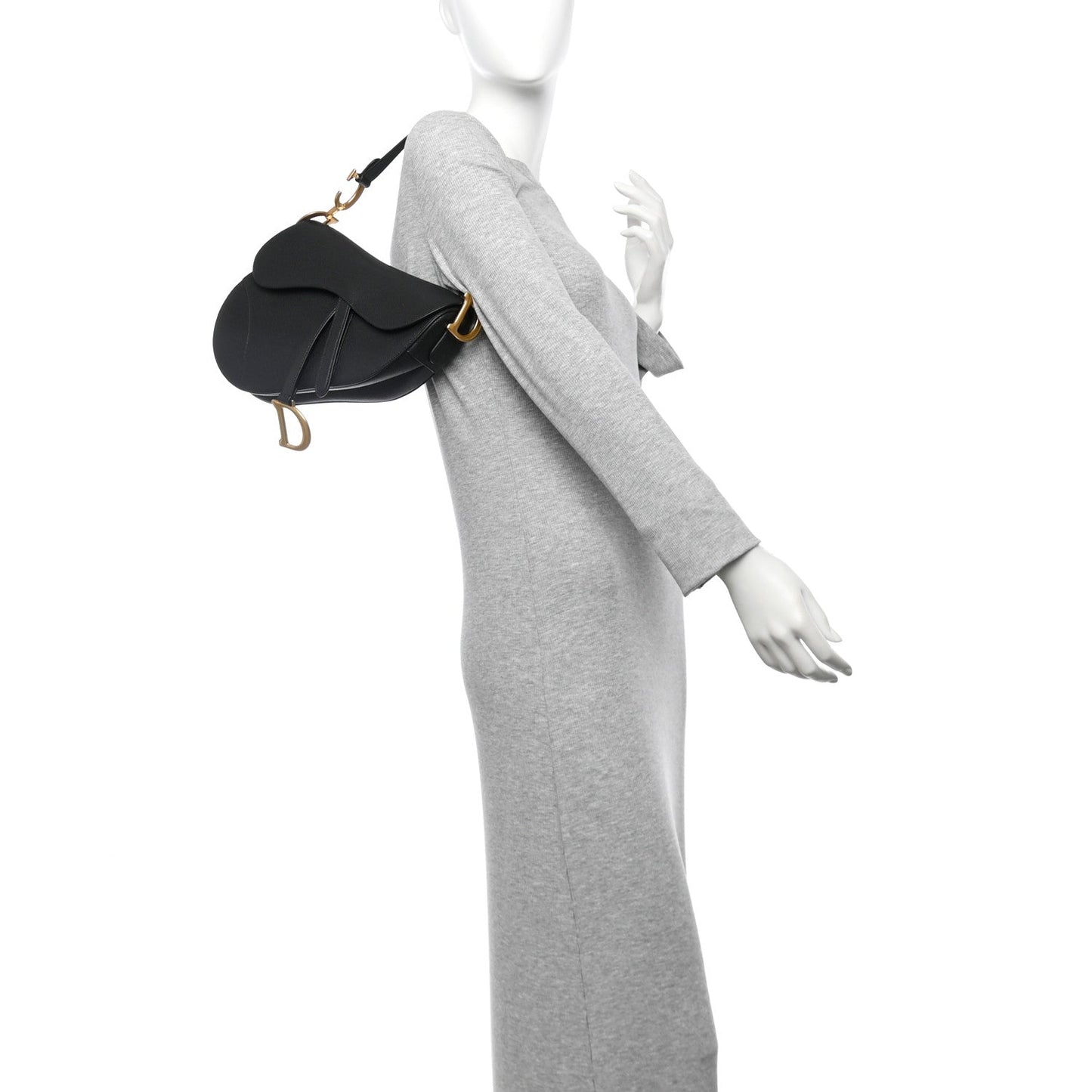Grained Calfskin Saddle Bag Black