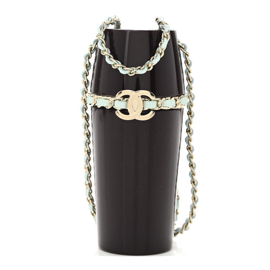 Lucite Lipstick Case On Chain Burgundy Blue