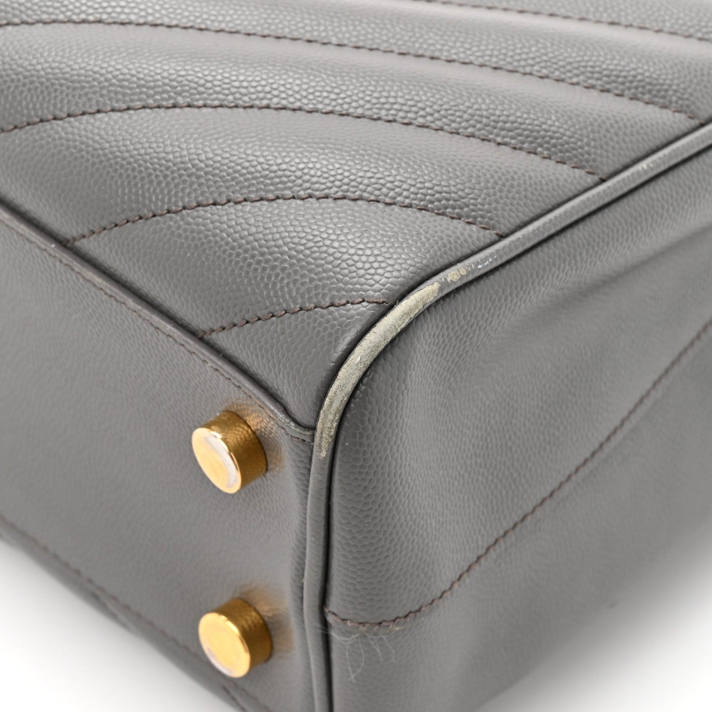 Grain De Poudre Matelasse Chevron Monogram Shopping Bag Fog