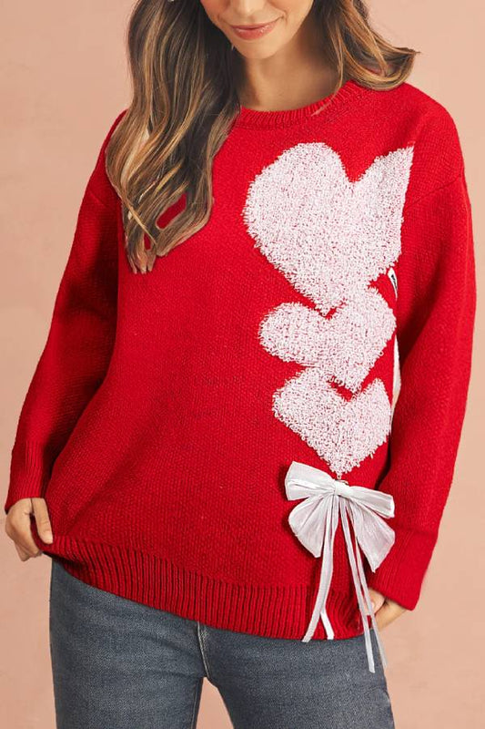 Suéter de punto con lazo jacquard Racing Red Love
