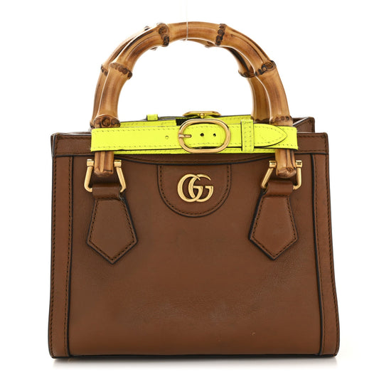 Wonka Grain Calfskin Mini Diana Tote Bag Cuir Yellow Fluo