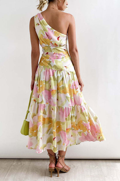 Vestido midi sin mangas con hombros descubiertos y largo medio 