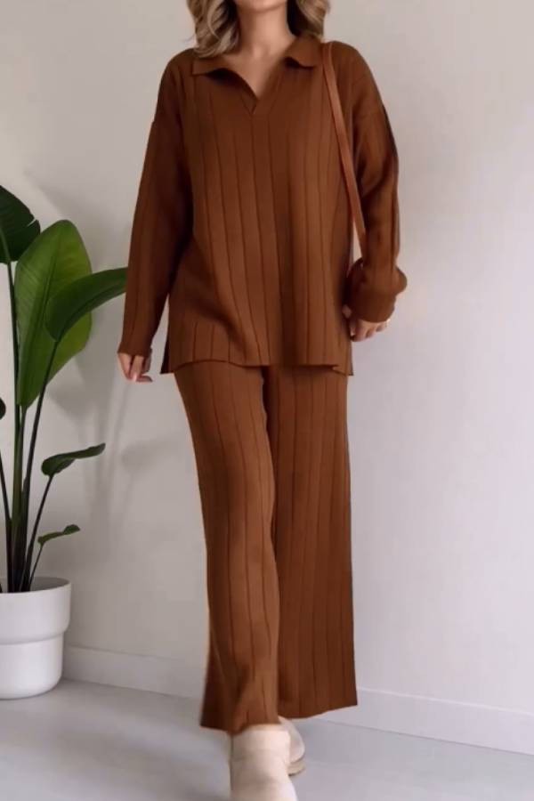 Conjunto de dos piezas de suéter jacquard con rayas Pit Stripe