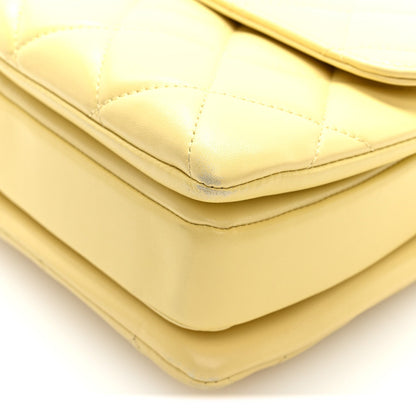 Lambskin Quilted Small Trendy CC Flap Dual Handle Bag Yellow