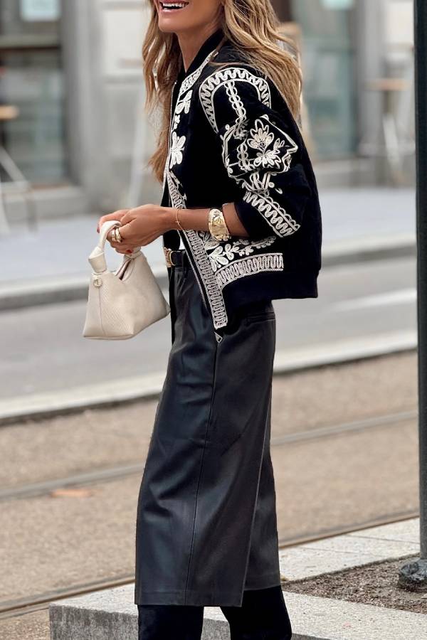 Chaqueta bomber negra de gran tamaño