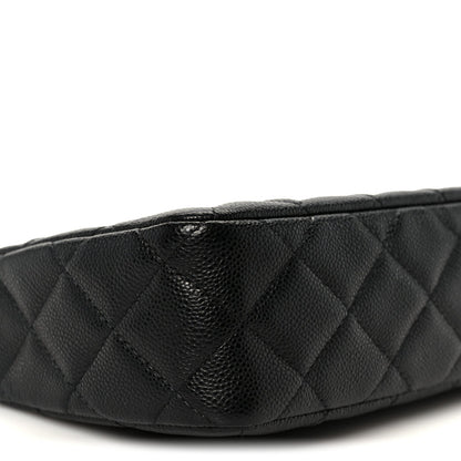 Caviar Quilted Purse With Chain Black
