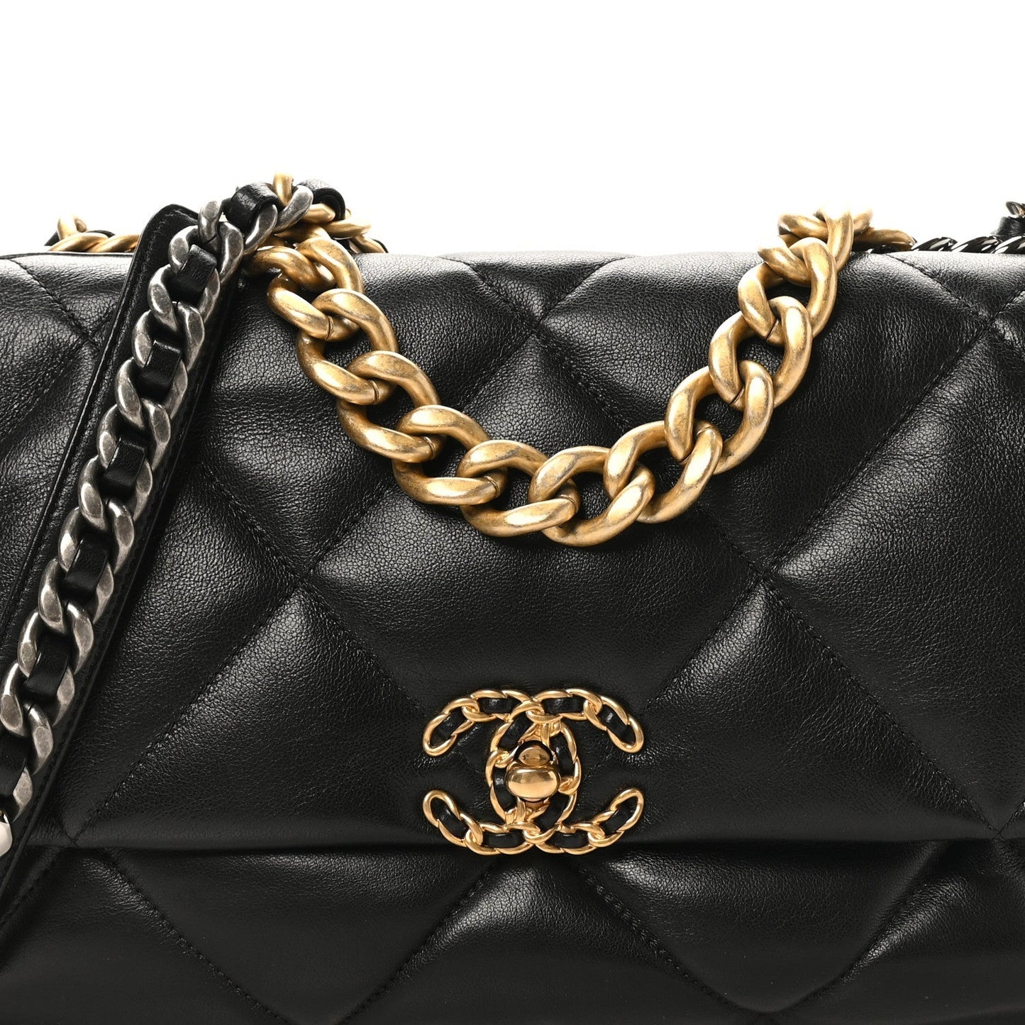 Lambskin Quilted Large Chanel 19 Flap Black