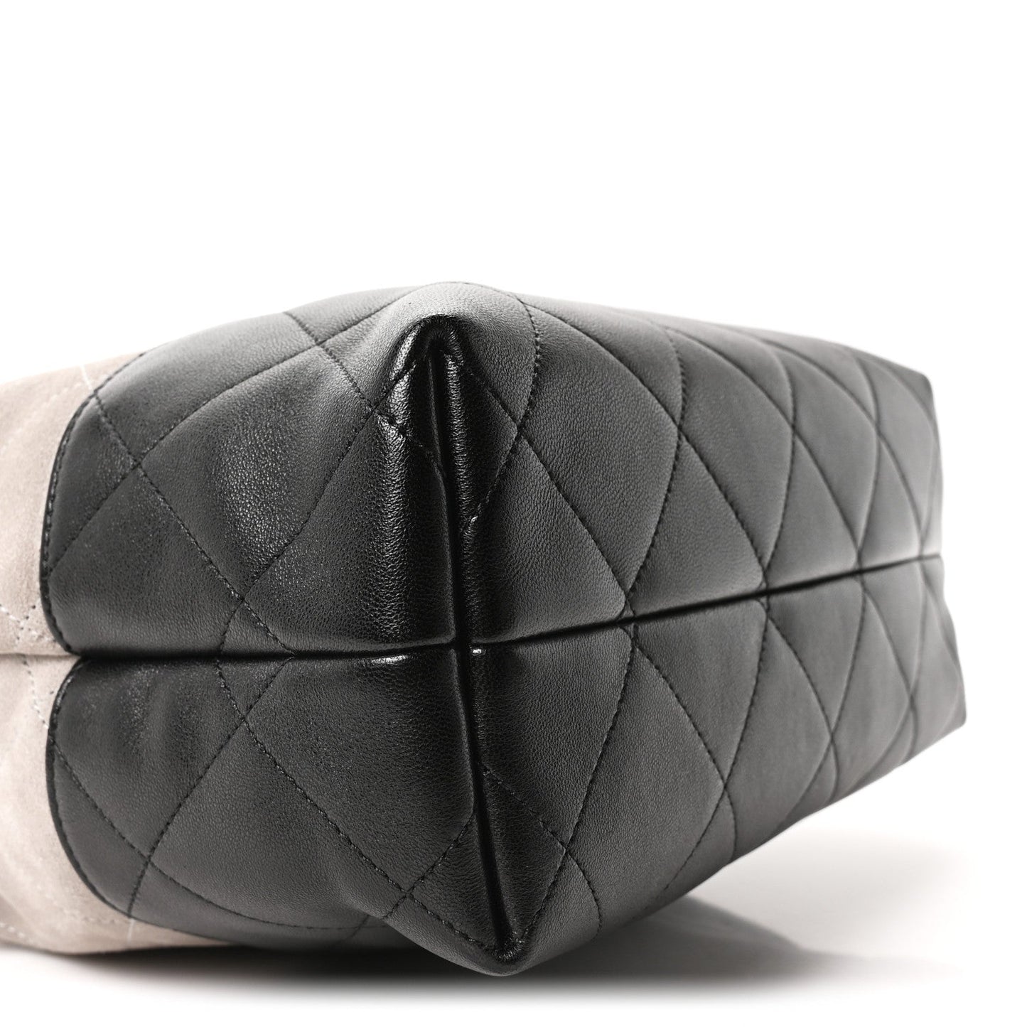 Suede Calfskin Shiny Lambskin Quilted Shopping Bag Grey Black