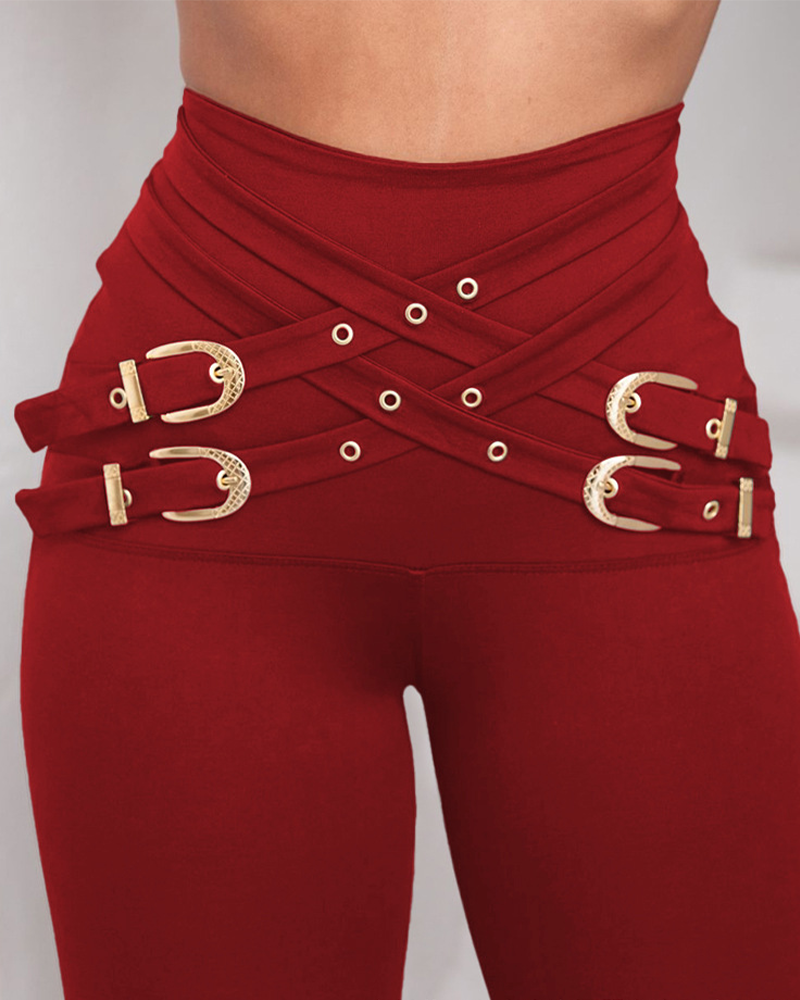 High Waist Stretch Slim Pants