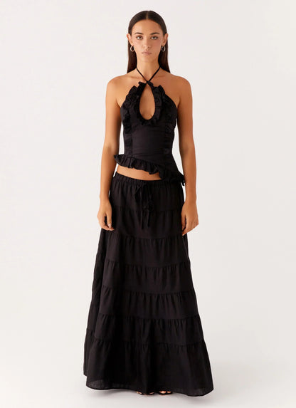 Mariella Linen Top - Black