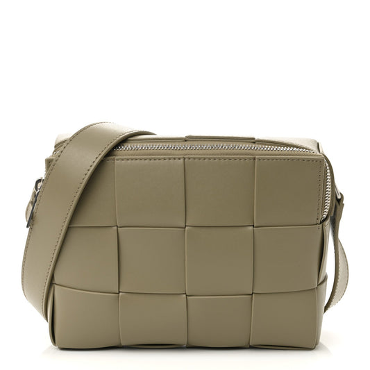 Lambskin Maxi Intrecciato Cassette Camera Bag Travertine