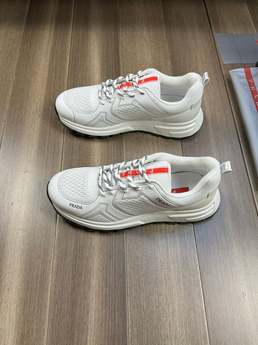 PRA SNEAKER WHITE NAPPA CALFSKIN AND FLYKNIT FABRIC