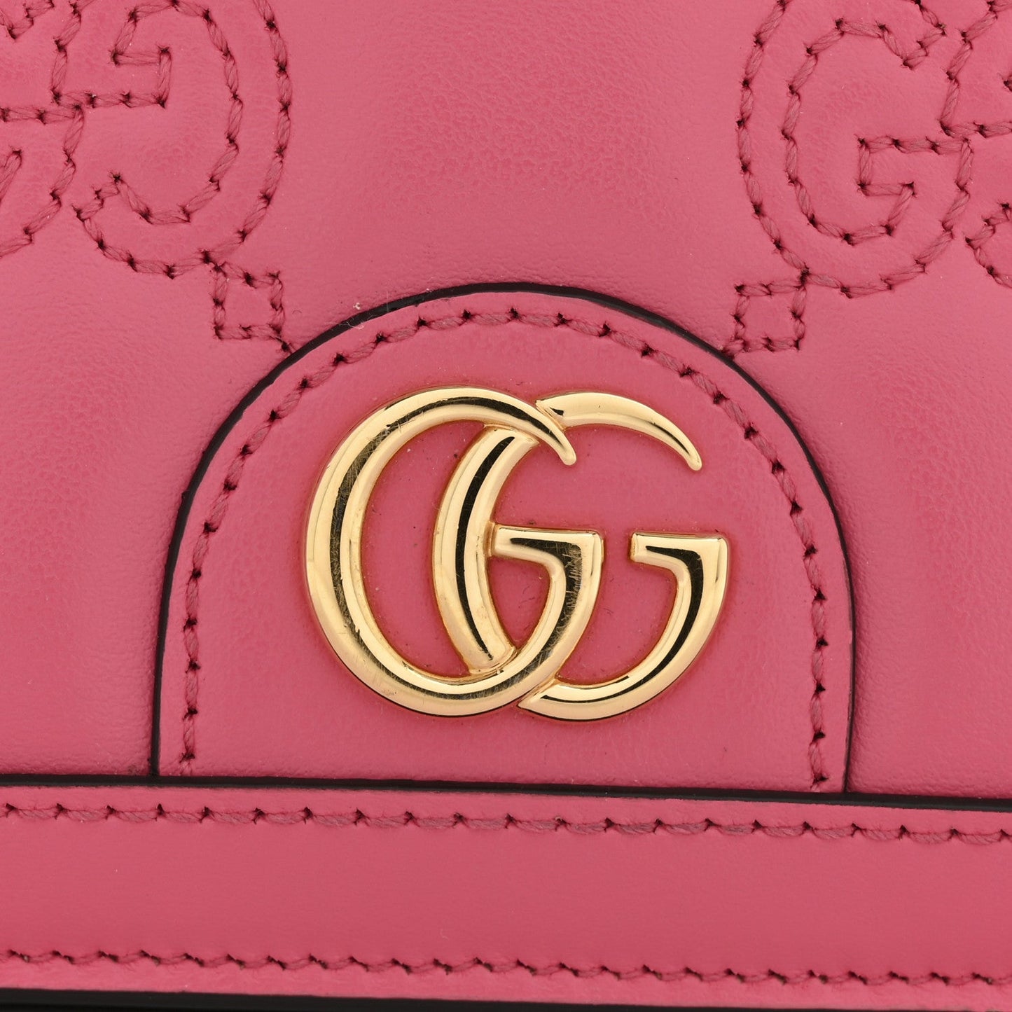 Calfskin GG Matelasse Chain Wallet Rhodamine Pink