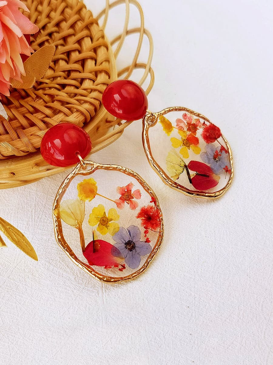 Pendientes de flores prensadas - Fiesta en el jardín 