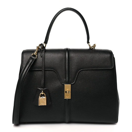 Grained Calfskin Classique 16 Top Handle Bag Black