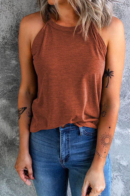 Solid Crewneck Summer Cami Top