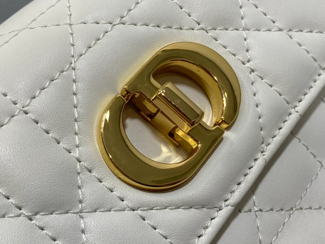 Dior Miss Caro White Macrocannage Lambskin Bag - 19 x 13 x 5.5 cm