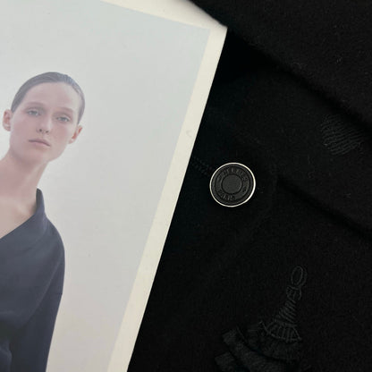 HM 25FW Hooded Double-faced Black Cashmere Short Coat