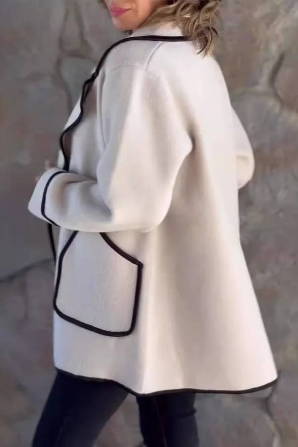 Chaqueta de lana de doble cara con cuello de traje de temperamento