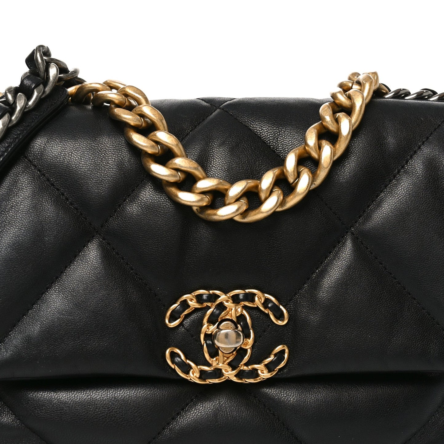 Goatskin Quilted Medium Chanel 19 Flap Black