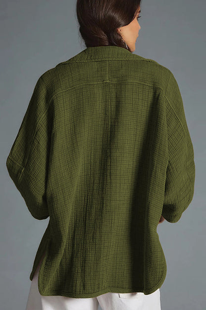 Chaqueta de punto informal de manga larga con solapa superior