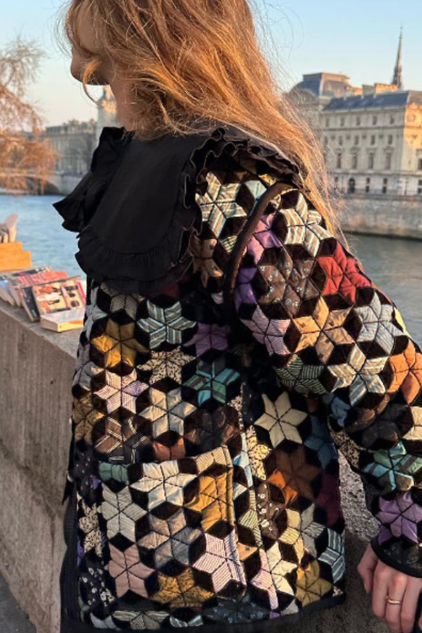Chaqueta holgada de algodón con estampado de estrellas de cinco puntas 