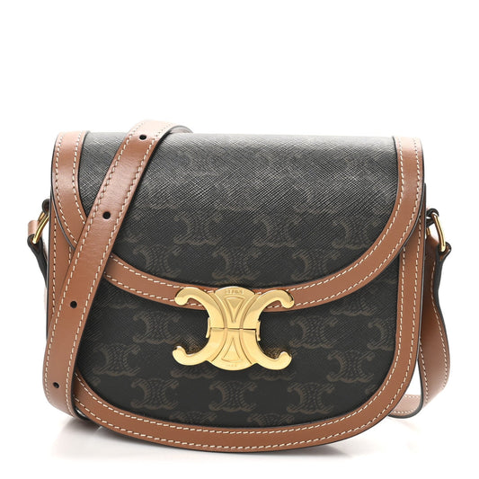 Canvas Calfskin Triomphe Teen Besace Tan