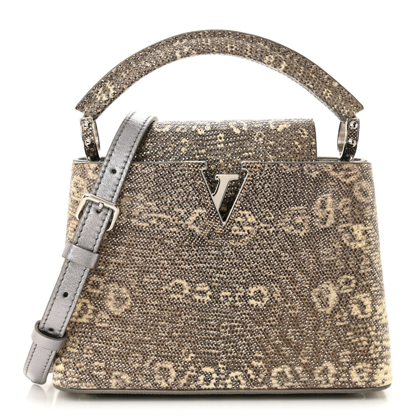 Lizard Mini Capucines Argento
