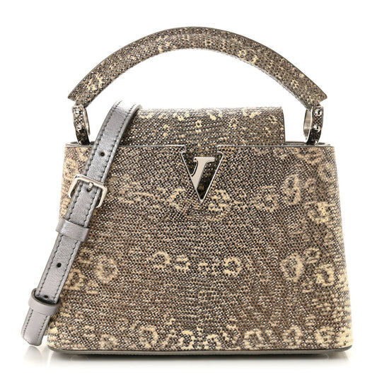Lizard Mini Capucines Argento