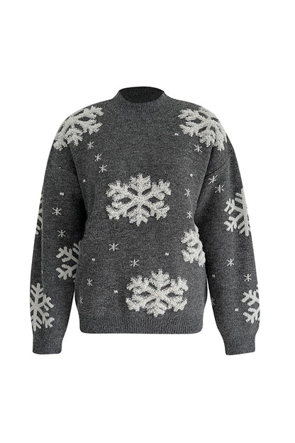 Suéter de punto con cuello alto y estampado navideño