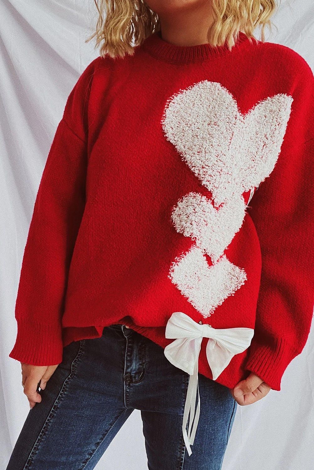 Suéter de punto con lazo jacquard Racing Red Love