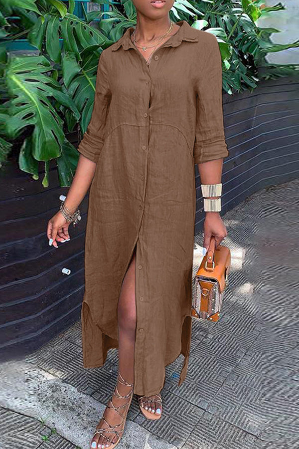 VESTIDO CON CUELLO CAMISA Y BOTONES
