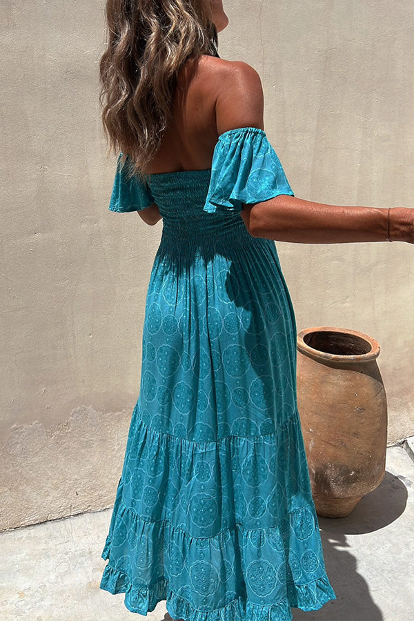 Vestido turquesa de fruta del dragón blanca