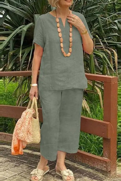 Conjunto de camisa y pantalón holgados informales de color liso