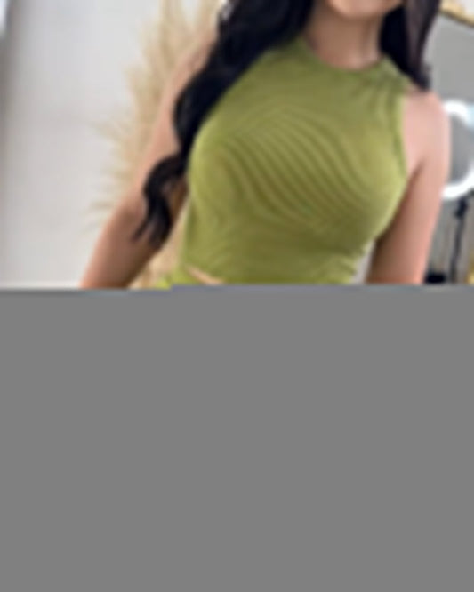 Ribbed Tank Top Hip-Covering Skirt Suit
