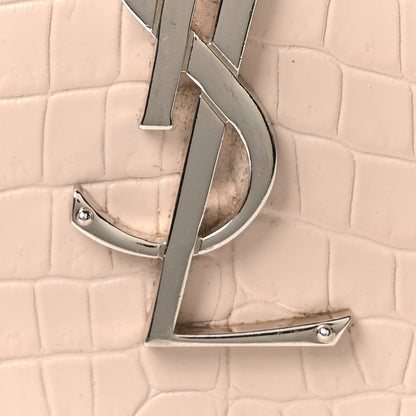 Calfskin Crocodile Embossed Medium Monogram Sunset Rose Antic