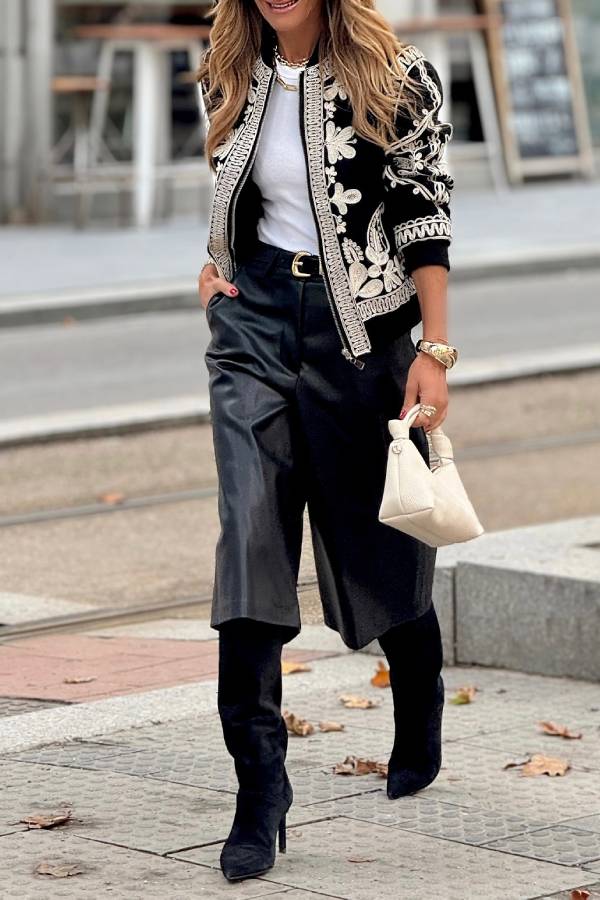 Chaqueta bomber negra de gran tamaño