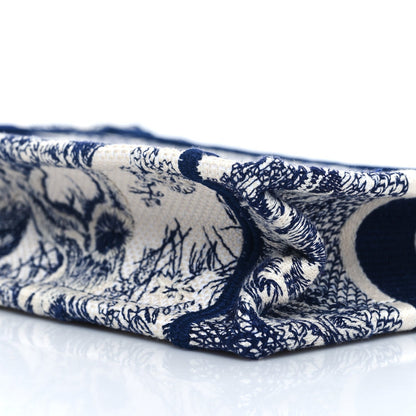 Canvas Embroidered Mini Toile De Jouy Book Tote  Blue
