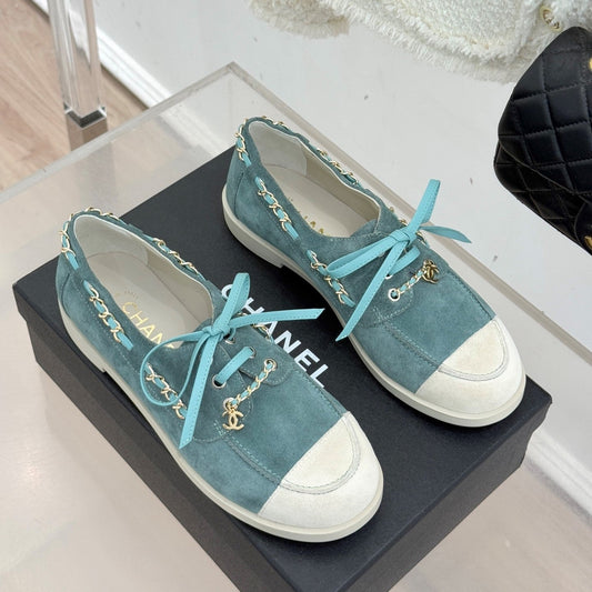 CC Cruise 25/26 Moccasins Steel Teal White Suede